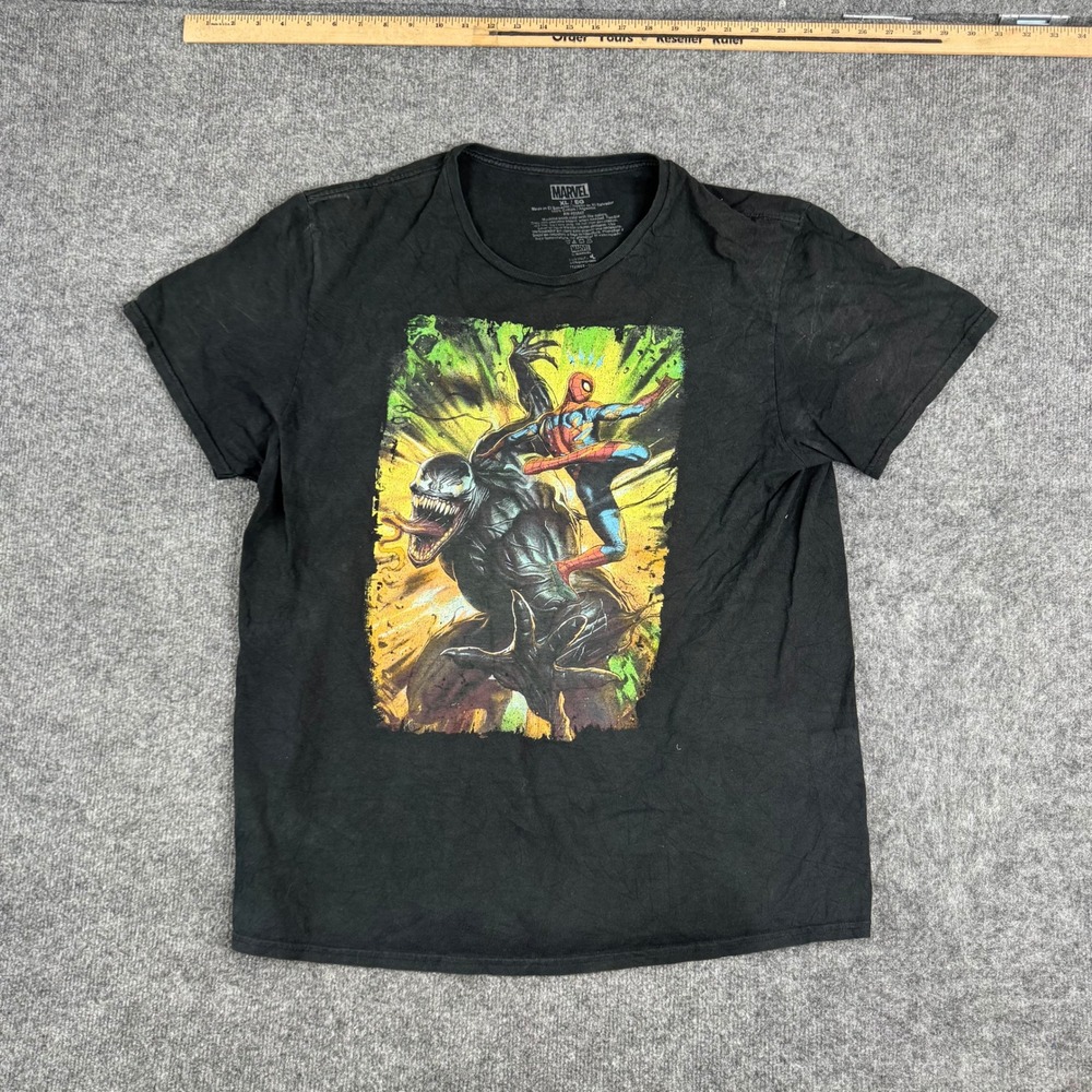 Marvel T-Shirt Mens Size XL Black Spider-Man Venom Graphic Cotton Short Sleeve